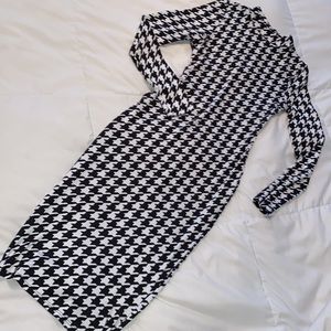 Houndstooth print midi dress